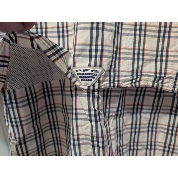 Columbia PFG Super Bonehead Auburn White Plaid Short Sleeve Shirt Mens L SEC - Picture 7 of 9
